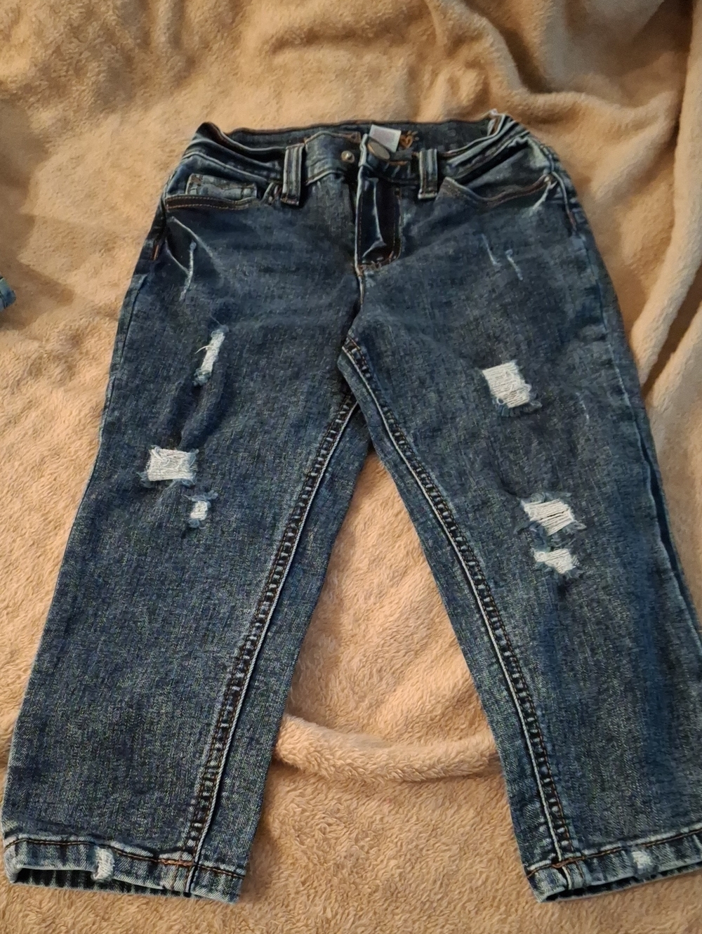 Justice Distressed Dark Blue Denim Girls Jeans